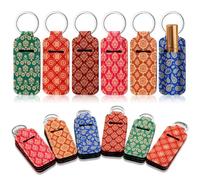 Bulyoou 24 Pcs Indian Return Gifts for Pooja Paisley Print Lipstick Case Multicolor Indian Traditional Fabric Lipstick Holder Keychain for Pooja Return Gifts Wedding Birthday to Women