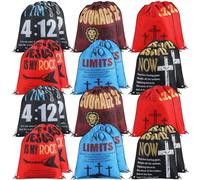 Bulyoou 24 Pcs Religious Drawstring Backpack Christian Drawstring Backpack Bags Large Jesus Bible Verse Cross String Gift Bag Graduation Church Sunday School Gifts Supplies