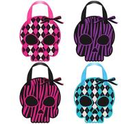 Bulyoou 24 Pcs Summer Halloween Party Favors Gift Bags for Monster Party School Black Goodie Treat Bags Scary Bad Two The Bone Decorations Sweet Hot Pink Decor(Skull)