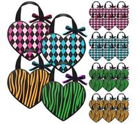 Bulyoou 24 Pcs Summer Halloween Party Favors Gift Bags for Monster Party School Black Goodie Treat Bags Scary Bad Two The Bone Decorations Sweet Hot Pink Decor(Heart)