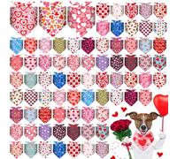 Bulyoou 72 Pcs Dog Bandanas Bulk for Summer Adjustable Washable Pet Triangle Scarf Soft Kerchief Bib for Summer Holiday Pet Costume Accessories(Valentine's)