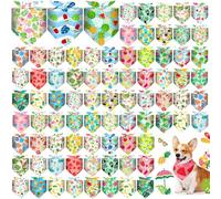 Bulyoou 72 Pcs Dog Bandanas Bulk for Summer Adjustable Washable Pet Triangle Scarf Soft Kerchief Bib for Summer Holiday Pet Costume Accessories(Fruit)