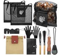 Bulyoou 9 Pcs Mushroom Foraging Kit Includes Hunting Bag, Shroom Knife with Brush, Gloves, 2 Shovel Tools, Sharpener, Waxed Canvas Foraging Bag, Notebook and Compass for Mushroom Lovers