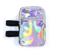 Bulyoou Carnival Leg Bag Holographic Thigh Bag with Adjustable Strap Leg Pouch Harness Women Summer Travel Hiking Pack, Silver, 7.4 x 4.4 x 1.8 inches, Leg Bag