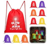 Bulyoou Drawstring Backpacks Bulk 12 x 15 Inch String Bags Supplies, Black, 12 x 15 inches/ 30.48 x 38.1 cm, Glow for Jesus