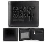 Bulyoou Father Day Christian Gifts for Men Real Leather Bifold Wallet Man Of God RFID Blocking Wallet Church Religious Gift Scripture for Credit Cards Cash Photos Birthday Inspiring Gift