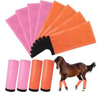 Bulyoou Set of 8 Mesh Fly Boots for Horse Breathable Mesh Horse Boots Protective Loose Wraps Adjustable for Preventing Legs Reduces Flies and Mosquitoes Bites(Orange, Pink,S)