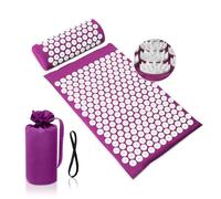 BULZEU Acupressure Mat & Pillow Set, Acupuncture Mat with Travel Bag for Relieving Back, Neck and Shoulder Pain, Purple