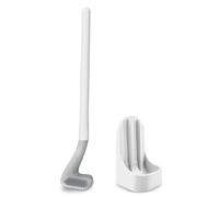 BULZEU Golf Silicone Toilet Brush, Silicone Toilet Brush, Long Handled Toilet Brush with Holder, 360º No Dead Corners Toilet Brush, Wall Mounted & Standing for Bathroom (2# White)