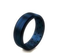 BULZi Wedding Bands, Massaging Comfort Fit Premium Silicone Ring with Airflow, Men’s and Women’s Rings, Breathable Flexible Work Safety Design (Midnight Blue Beveled, Size 8)