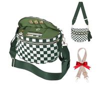 Bum Bag Checkered Crossbody Bag for Women, Nylon Bum Bags with Adjustable Strap Oversized Waist Purse Women's Large Fanny Pack, Beans Green Checkered
