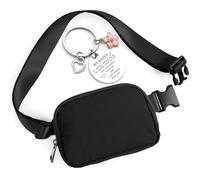 Bum Bag for Women Men Small Waist Pack Cross Body Fanny Belt Purse Black Bumbags with Sister Keyring Gifts(Bumbag for Ladies)