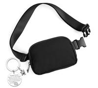 Bum Bag for Women Men Small Waist Pack Cross Body Fanny Belt Purse Black Bumbags with Travel Turtle Keyring(Mini Belt Bag)