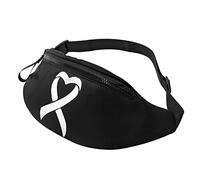 Bum Bag Lung Cancer Ribbon Elegant Walking Bags Foldable Sports Waist Pouch For Party Workout Fitness 14X35Cm