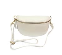 Bum Bag Made of Genuine Leather Medium Crossbody Belt Bag Smooth Leather Made in Italy Middle Size, White, 25x16x7 cm, shoulder bag