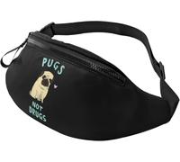 Bum Bag Pugs Not Drugs With Headphone Hole Walking Bags Elegant Waistpacks For Commuting Camping Fitness 14X35Cm