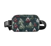 Bum Bag Waist Fanny Pack for Men Women Green Burgundy Christmas Trees Belt Bag Bumbag for Dog Walking Running Cycling Hiking Travel Workout with Adjustable Strap