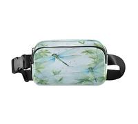 Bum Bag Waist Fanny Pack for Men Women Green Dragonflies Seamless Belt Bag Bumbag for Dog Walking Running Cycling Hiking Travel Workout with Adjustable Strap