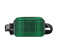 Bum Bag Waist Fanny Pack for Men Women Green Tartan Plaid Belt Bag Bumbag for Dog Walking Running Cycling Hiking Travel Workout with Adjustable Strap