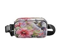 Bum Bag Waist Fanny Pack for Men Women Hibiscus Hummingbird Belt Bag Bumbag for Dog Walking Running Cycling Hiking Travel Workout with Adjustable Strap
