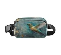 Bum Bag Waist Fanny Pack for Men Women Hummingbird Gold Leaves Belt Bag Bumbag for Dog Walking Running Cycling Hiking Travel Workout with Adjustable Strap