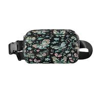 Bum Bag Waist Fanny Pack for Men Women Pink Green Butterfly Pattern Belt Bag Bumbag for Dog Walking Running Cycling Hiking Travel Workout with Adjustable Strap