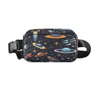 Bum Bag Waist Fanny Pack for Men Women UFO Aliens Spaceships Belt Bag Bumbag for Dog Walking Running Cycling Hiking Travel Workout with Adjustable Strap