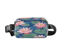 Bum Bag Waist Fanny Pack for Men Women Water Lily Lilies Blue Belt Bag Bumbag for Dog Walking Running Cycling Hiking Travel Workout with Adjustable Strap