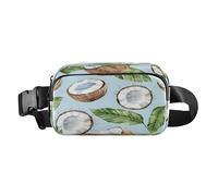 Bum Bag Waist Fanny Pack for Men Women Watercolor Coconuts Green Leaves Belt Bag Bumbag for Dog Walking Running Cycling Hiking Travel Workout with Adjustable Strap