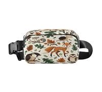Bum Bag Waist Fanny Pack for Men Women Woodland Leaves Cute Forest Animals Belt Bag Bumbag for Dog Walking Running Cycling Hiking Travel Workout with Adjustable Strap