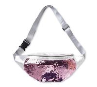 Bum Bag Women's Silver Glitter Sequin Waist Bag Waterproof & Reflective with Zip Compartments for Festival, Carnival, Sports, Travel & Party Belt Bag Metallic, pink, Fashion