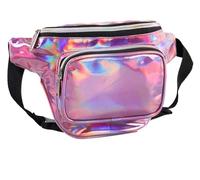 Bumbag for Women Holographic Fanny Pack for Women Men, Water Resistant Crossbody Waist Bag Pack with Multi-Pockets Adjustable Belts(Red)