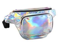 Bumbag for Women Holographic Fanny Pack for Women Men, Water Resistant Crossbody Waist Bag Pack with Multi-Pockets Adjustable Belts(Silver)