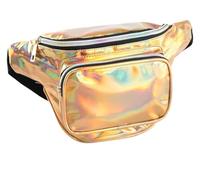 Bumbag for Women Holographic Fanny Pack for Women Men, Water Resistant Crossbody Waist Bag Pack with Multi-Pockets Adjustable Belts(Gold)
