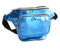 Bumbag for Women Holographic Fanny Pack for Women Men, Water Resistant Crossbody Waist Bag Pack with Multi-Pockets Adjustable Belts(Blue)