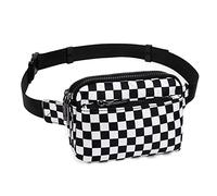 Bumbags for Ladies Sports Travel Fanny Pack Women Men Fashion Waist Packs Mother Mum Fits Mobile Phone Matt Zippers Waterproof Nylon by UTO Black White Checked