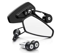 Bumbee Motorcycle Bar End Mirrors - Rear View Black Mirror Compatible with Most Honda GROM MSX125 CB500F Z125 pro-Z650 Z750 Z800 Z900 MT-03 MT-07 FZ-07 MT-09 FZ-09 MT-10 FZ-10 MT-25 FZ6 FZ8 FZ6R0