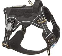 BUMBIN Tactical Dog Harness for Large Dogs, No Pull, Reflective, Adjustable, Black L