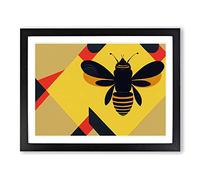 Bumble Bee Art Deco Framed Print | A3 Black Framed Wall Art | Ready to Hang | Art Deco Animal Picture | Living Room Bedroom Lounge Office