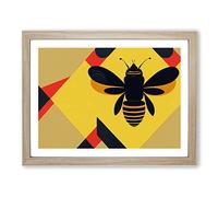 Bumble Bee Art Deco Framed Print | A3 Oak Framed Wall Art | Ready to Hang | Art Deco Animal Picture | Living Room Bedroom Lounge Office