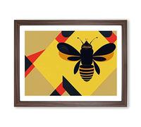 Bumble Bee Art Deco Framed Print | A3 Walnut Framed Wall Art | Ready to Hang | Art Deco Animal Picture | Living Room Bedroom Lounge Office