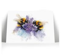 Bumble Bee Art | Framed Canvas or Unframed Print | Lavender Floral Picture | Watercolour | Wall Decor for Home or Office (16x10inch Framed Canvas)