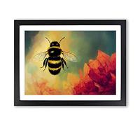 Bumble Bee Art Framed Print | A3 Black Framed Wall Art | Ready to Hang | Modern Animal Picture | Living Room Bedroom Lounge Office