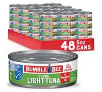 Bumble Bee Chunk Light Tuna in Oil, 5 oz Cans (Pack of 48) - Wild Caught Tuna - 22g Protein per Serving - Non-GMO Project Verified, Gluten Free, Kosher - Great for Tuna Salad and Recipes,Green