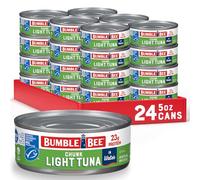 Bumble Bee Chunk Light Tuna In Water, 5 oz Cans (Pack of 24) - Wild Caught - 22g Protein Per Serving - Non-GMO Project Verified, Gluten Free, Kosher - Great For Tuna Salad & Recipes