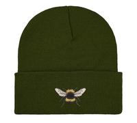Bumble bee Embroidered Beanie hat. Bumble Bee Gift Ideas. Bee Hat. Winter Hat (UK, Alpha, One Size, Standard, Moss Green)