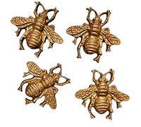 Bumble Bee Fridge Magnets Set 4 Distressed Gold Metal Kitchen Memo Note Holder