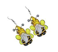 Bumble Bee Gnome Dangle Earrings, Yellow and Black, Gonk Jewellery for Women