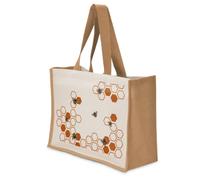 Bumble Bee Honeycomb Print Large Jute Tote Bag Reusable Shopper | 26 litres | 33 x 42 x 19 cm | open top | 60cm straps | printed to order in the UK