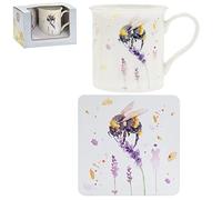 Bumble Bee on a Lavender Plant Fine China Mug & Coaster Boxed Set
